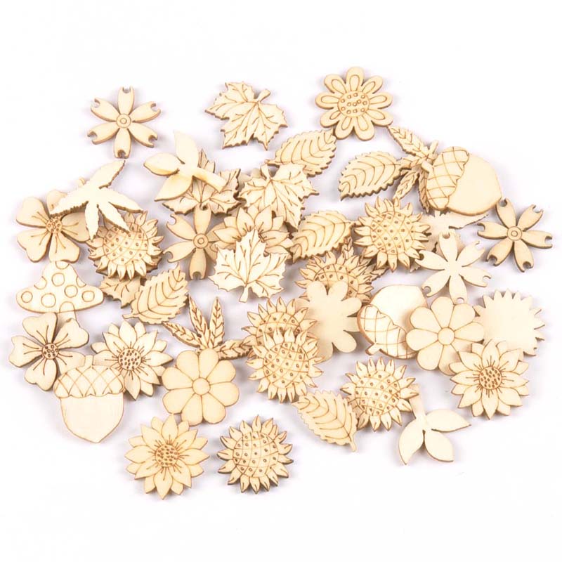 Embellishments For Scrapbooking - 30 adet 25-30mm ahşap DIY aksesuarları