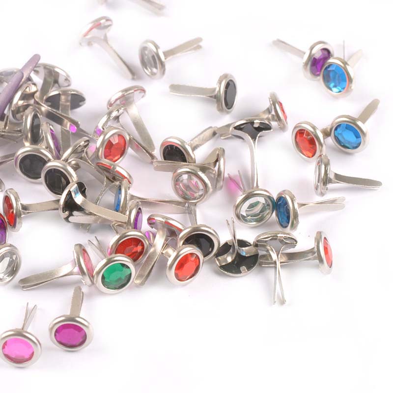 Embellishments For Scrapbooking - 50 adet 8.5X15mm Mix Rhinestone Brads