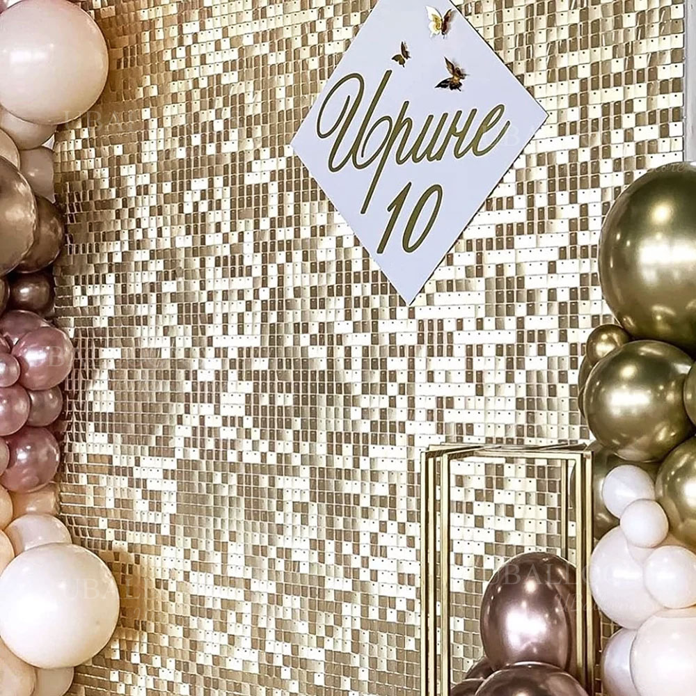 Sequin Fabric Panel - Şampanya Altın Pırıltılı Zemin Panelleri 12/24