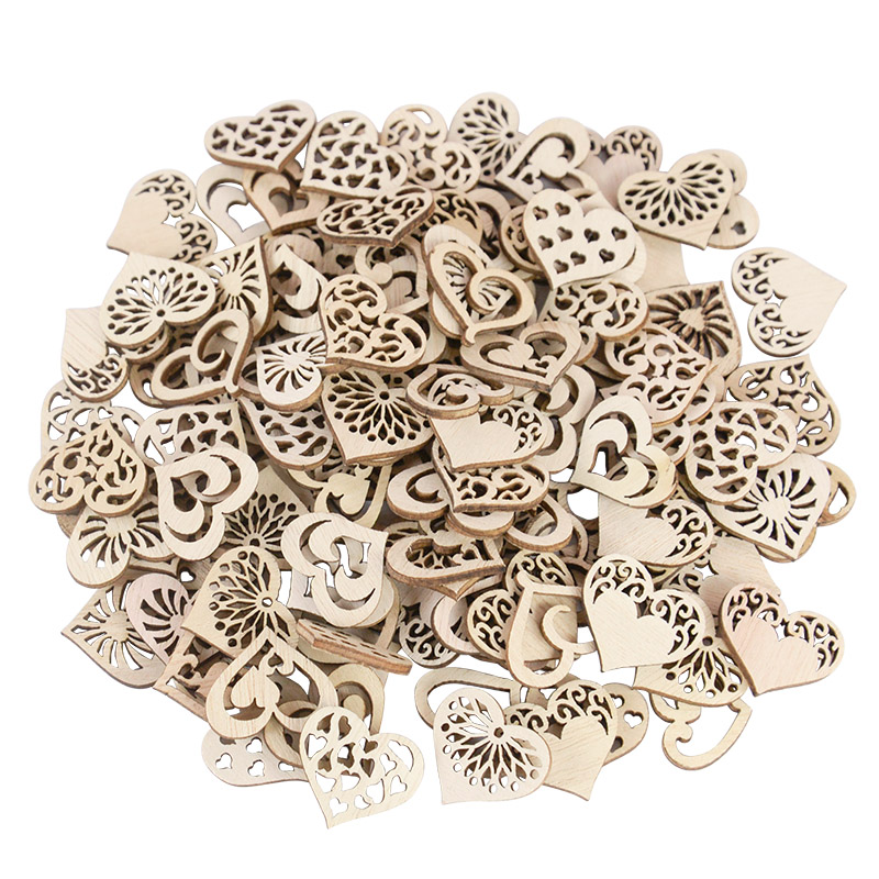 Embellishments For Scrapbooking - 50/100 adet Delikli Kalp Desen Küçük