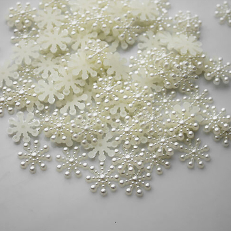 Christmas Craft Embellishment - 100 adet beyaz inci reçine kar