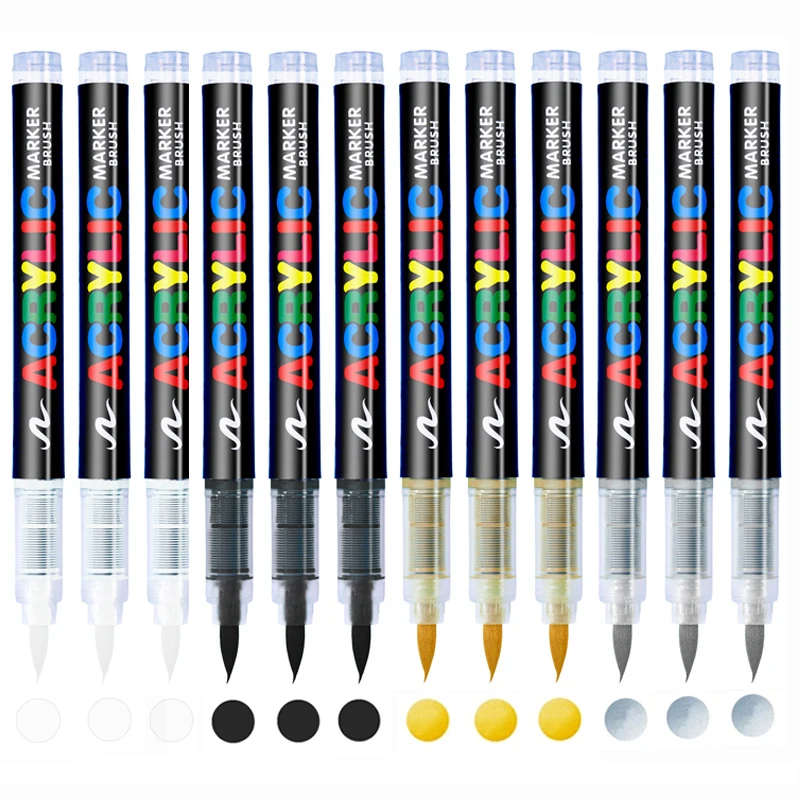 Copic Marker Classic - 3 adet Akrilik Beyaz Işaretleyici Fırça