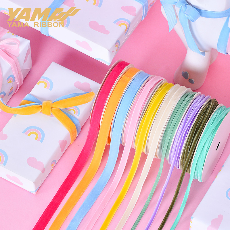 Velvet Ribbon Roll - Yama-monokrom kadife kurdele, düğün el sanatları,