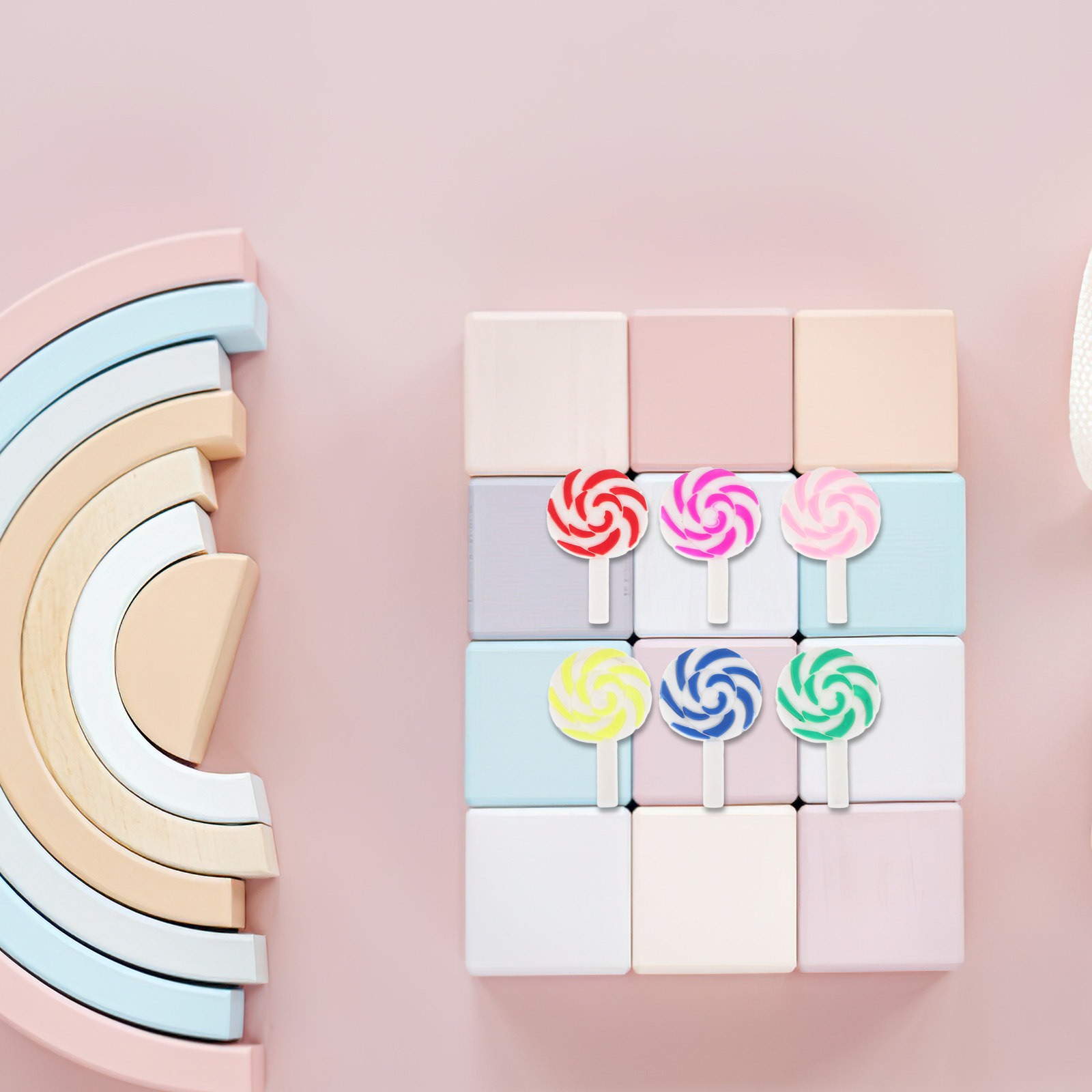 Embellish Craft - 36 adet canlı gökkuşağı lolipop zanaat