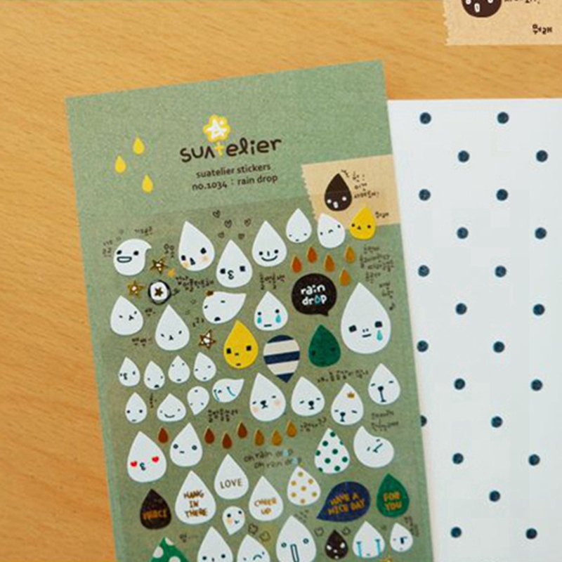 Embellishments For Scrapbooking - Kore Suatelier Yağmur Damlası Çıkartmaları No.1034