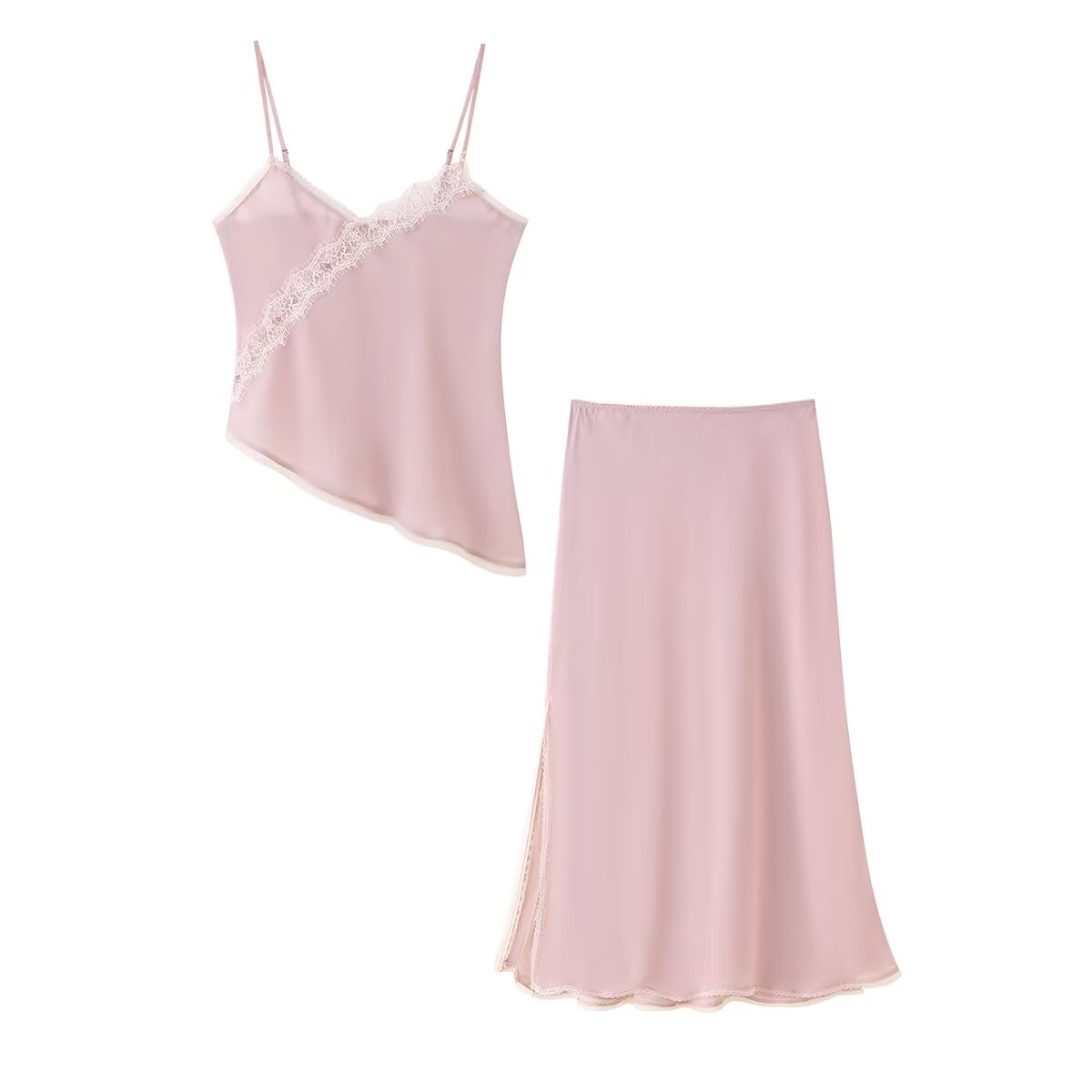 Elastic Lace Trim - Tidalyf 2025 Kadın Pembe Atlet Üst