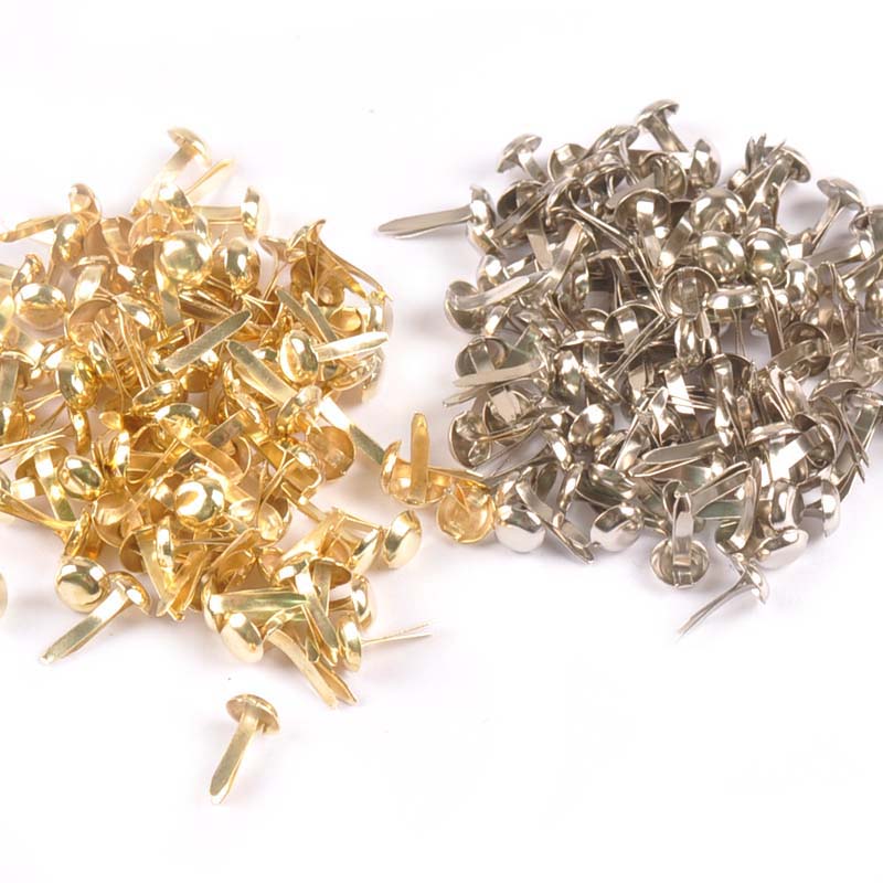 Embellishments For Scrapbooking - 100 Adet Mix Yuvarlak Brads Gümüş/altın