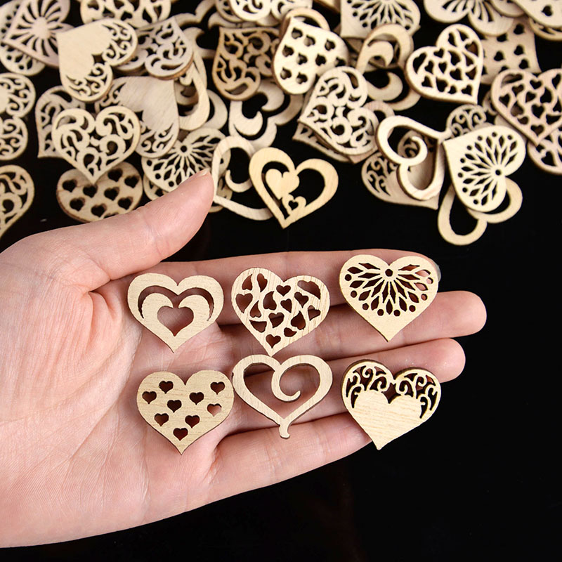 50/100 adet Delikli Kalp Desen - Embellishments For Scrapbooking incelemesi ve fiyatı
